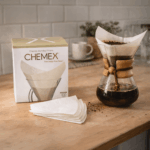Filtre Chemex papier blanc pré-plié en forme conique