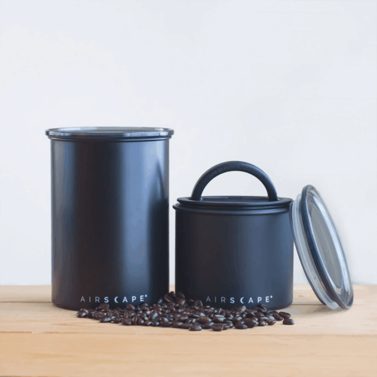Boîtes Airscape inox noir pour conservation café en grain 250g et 1kg