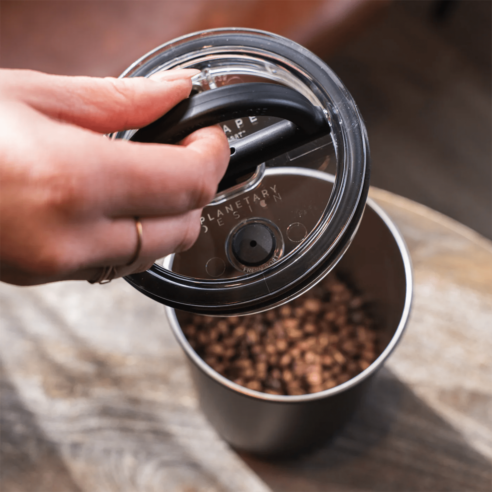 Couvercle vide d’air Airscape pour conservation café en grain