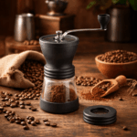 Moulin à café manuel Hario Skerton noir avec café moulu